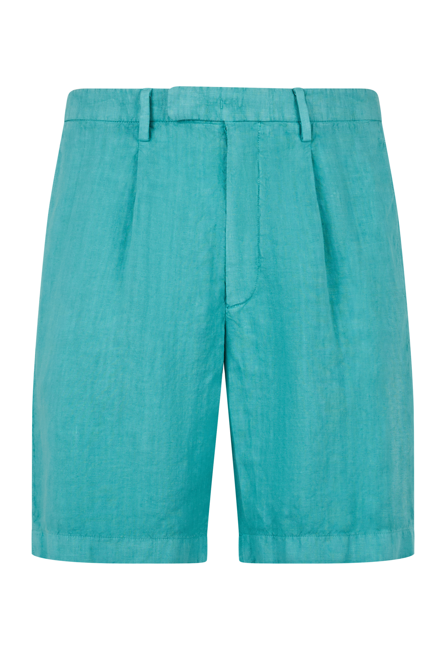 Shop Boglioli Pleated Linen Shorts In Turquoise