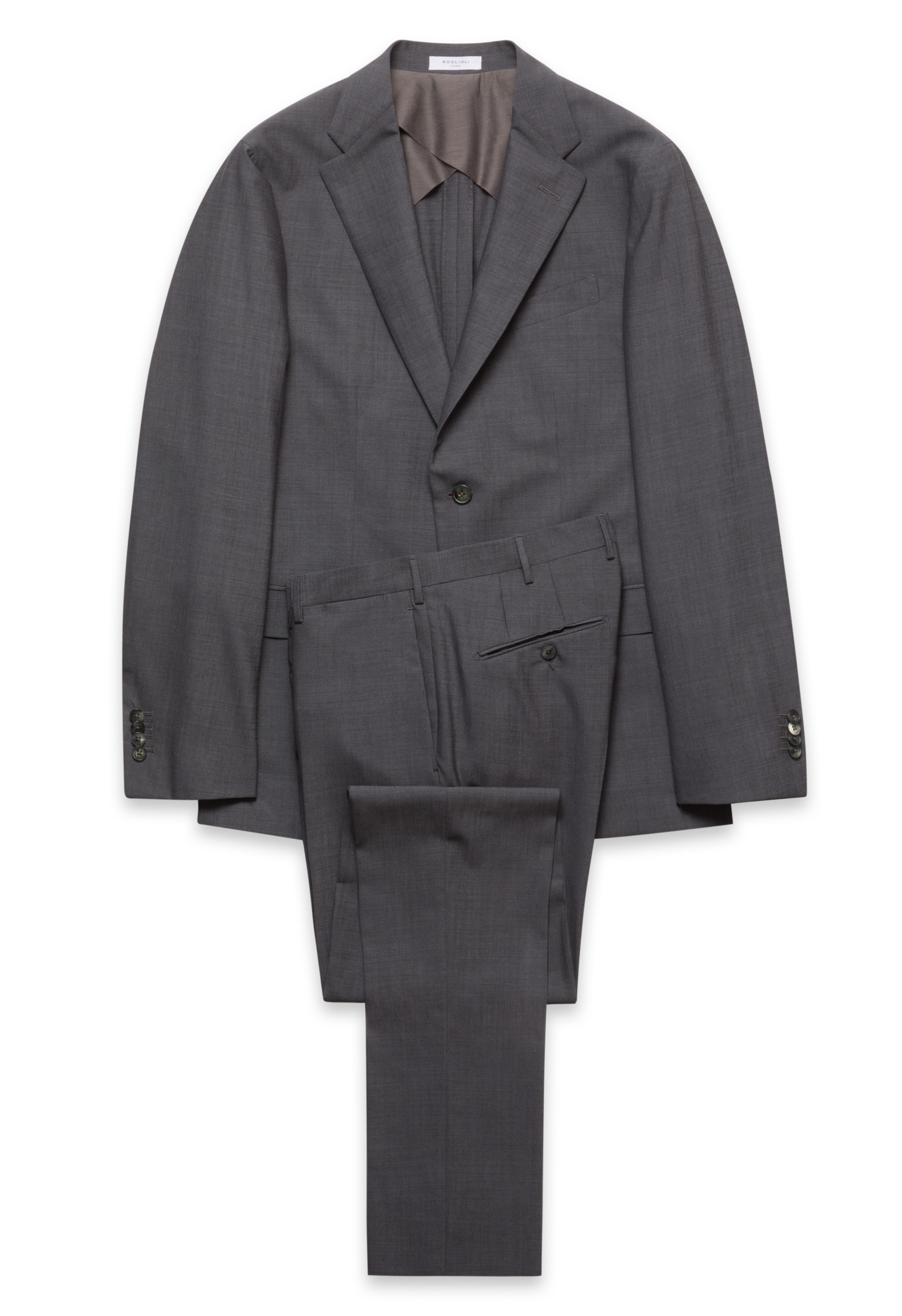Boglioli Grey 100% Virgin Wool B-line Suit In Grey Color