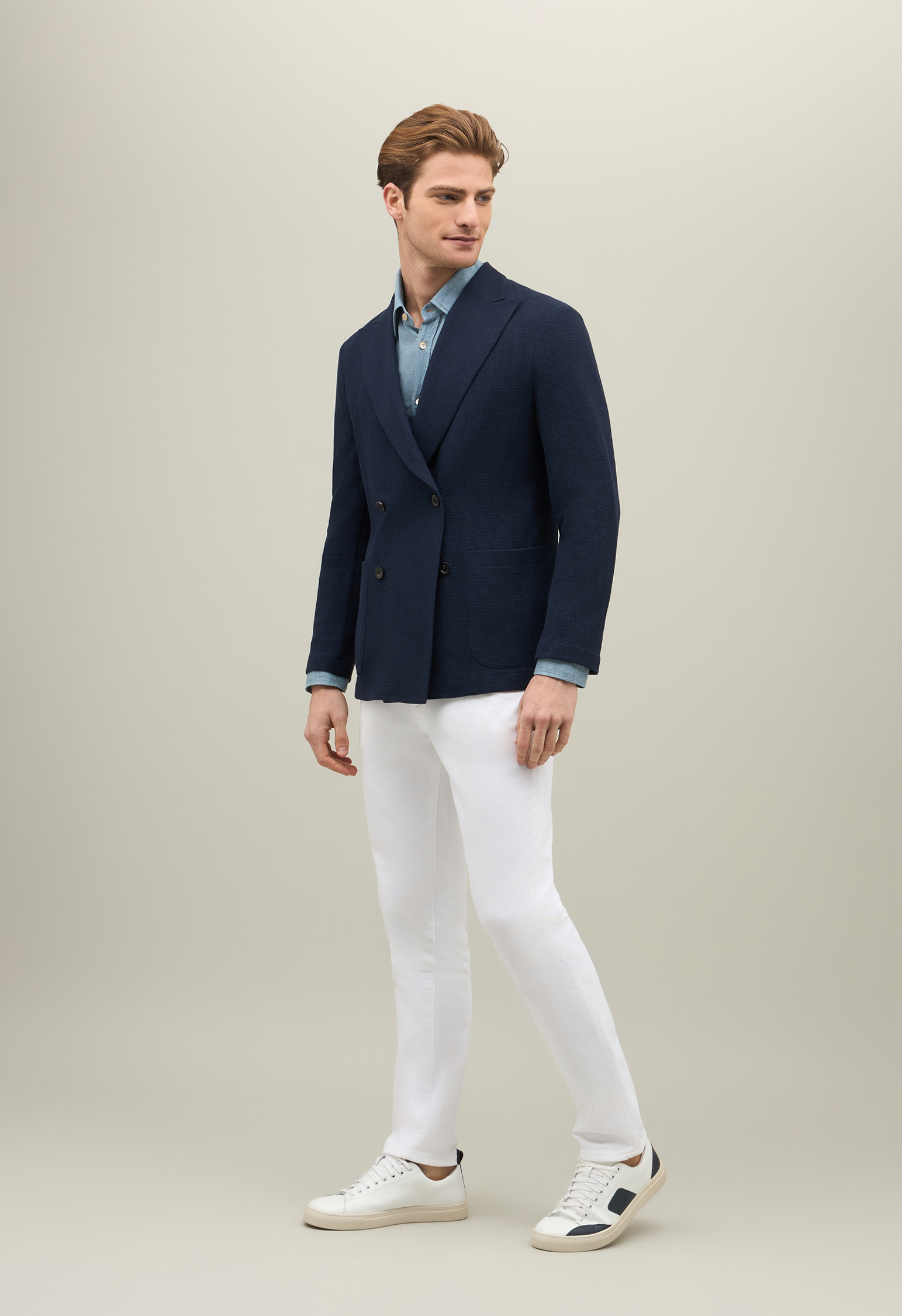 Boglioli Cotton Blend Knitted Nuvola Jacket In Blue