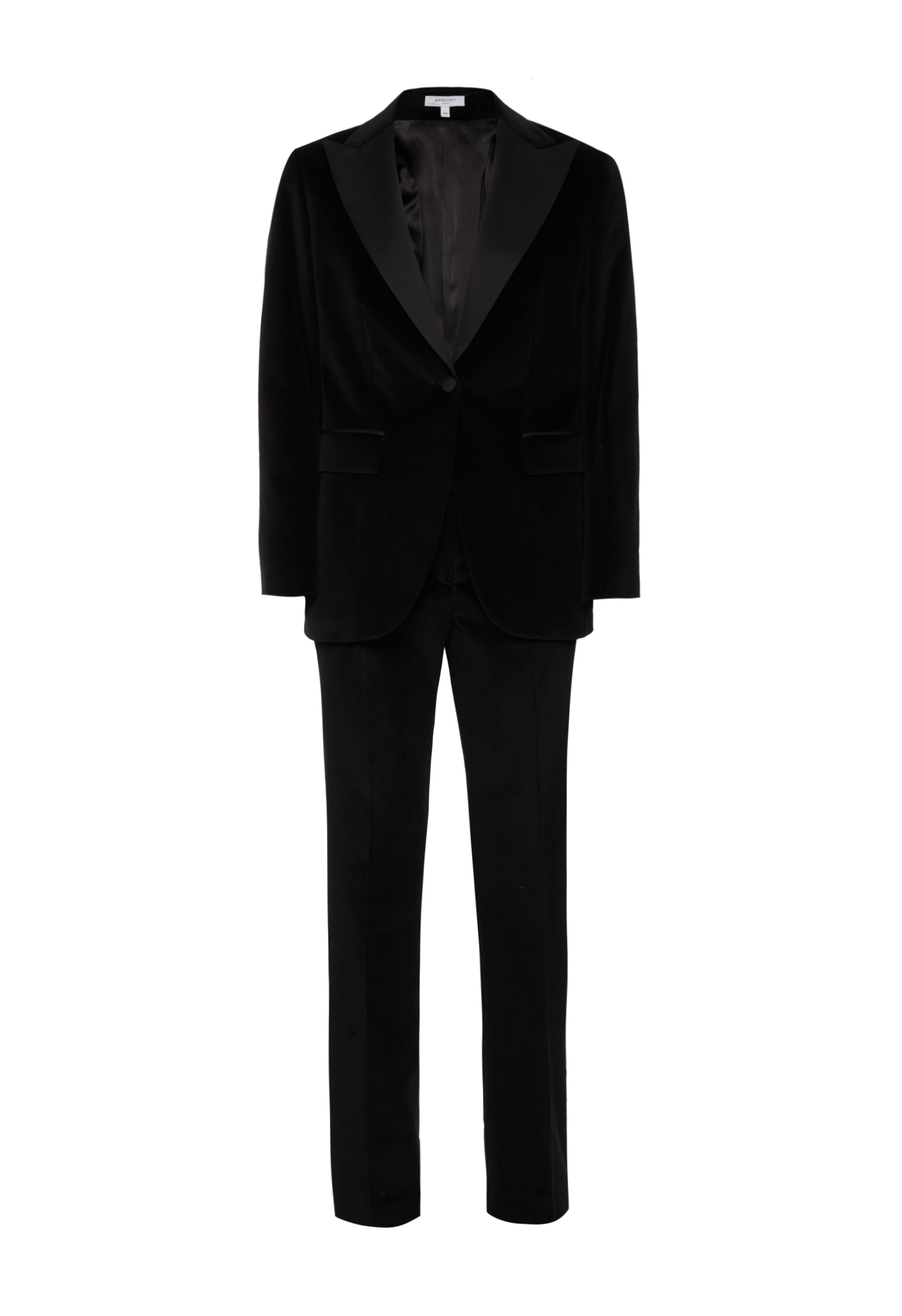 Boglioli Woman's Black Velvet-effect Cotton Trouser Suit